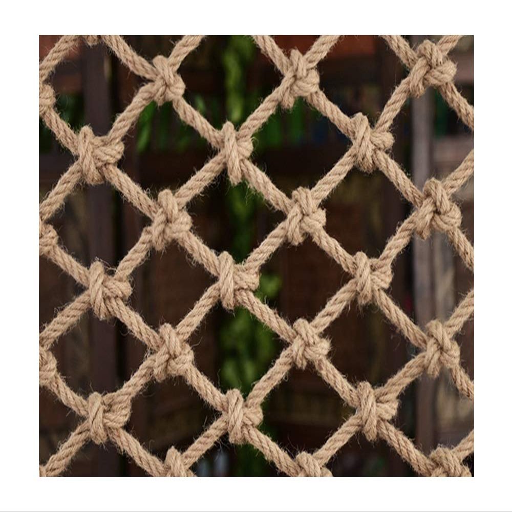 WML Hand-Woven Anti-Aging Hemp Rope, Children's Safety net, Ceiling Hang Decoration net,Stair Fall Prevention net, Cargo Rope Balcony Railing Protection net, Decorative net Diameter 16mm Beige