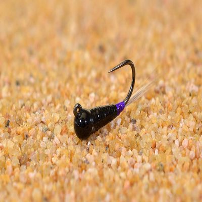 Region Fishing Tungsten Black/Purple Perdigon Jig Head Fly - Euro Nymph Tied on Hanak Hook - 6ct Packs (Hook #14)