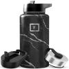 IRON FLASK Camping & Hiking Hydration Flask with Straw, Wide Mouth Insulated Stainless Steel Sports Water Bottle - 32 oz Black Marquina view 1
