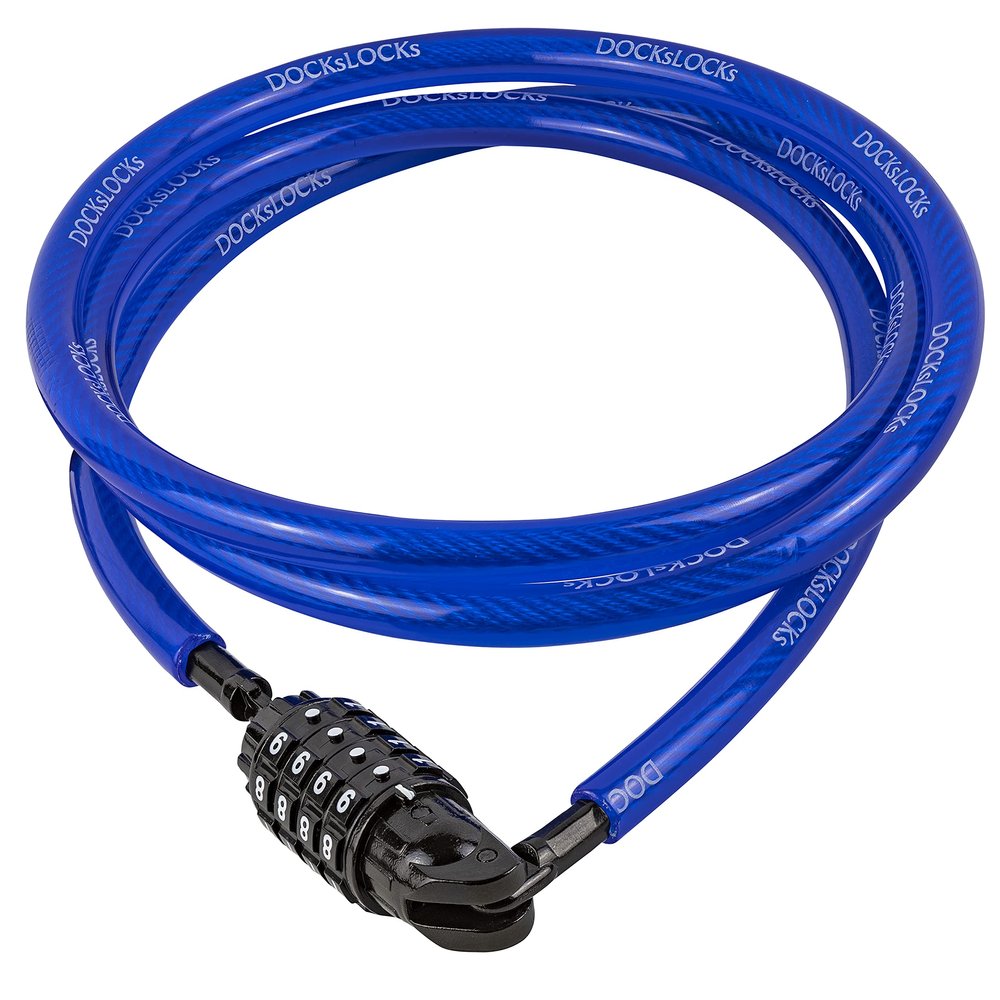 DocksLocks Weatherproof Straight Security Cable Lock (5ft to 25ft Lengths) with Resettable Combination, Anti-Theft Protection for Kayak, Bike, Paddleboard, Scooter, Equipment, Bicycles and More 10ft