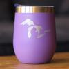 Bevvee Great Lakes Map Wine Tumbler with Sliding Lid - Stemless Stainless Steel Insulated Cup - Cute Outdoor Camping Mug - Purple view 2