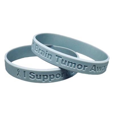5 Gray" I Support Brain Tumor Awareness" Bracelets 100% Medical Grade Silicone - Latex and Toxin Free - 5 Bracelets - Show Your Support For Brain Tumor Awareness