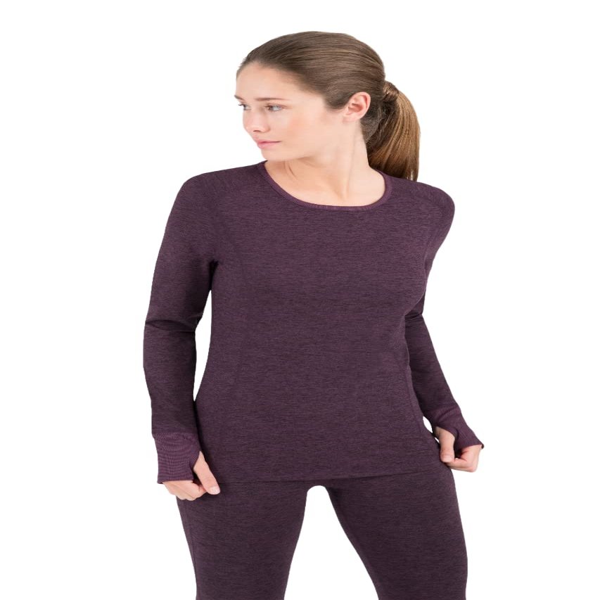 Terramar Womens 2.0 Cloud Nine Midweight Performance Baselayer Scoop Undershirt, Blackberry Melange, X-Small US