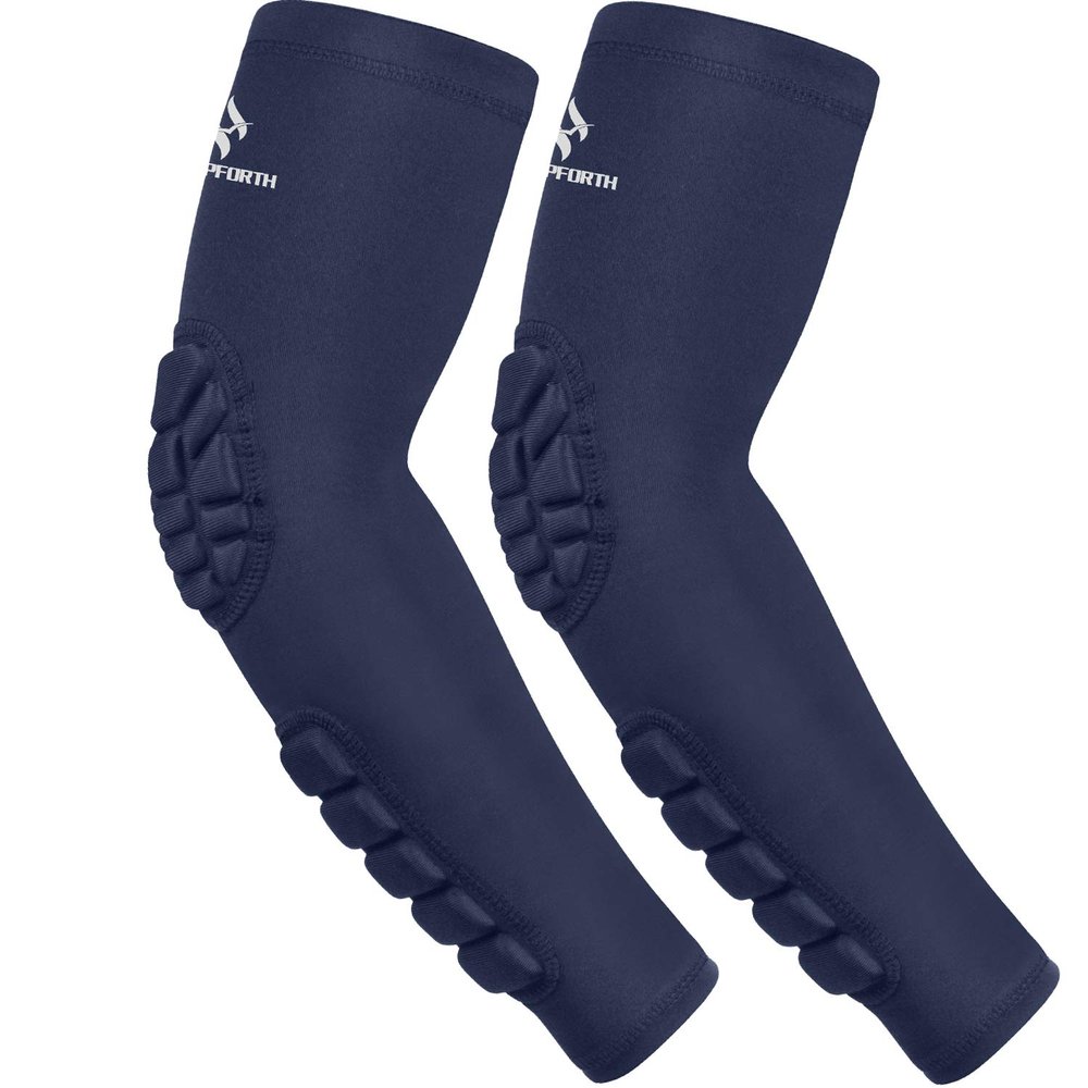 HOPEFORTH 2PCS Padded Elbow Forearm Sleeves Compression Arm Protective Support