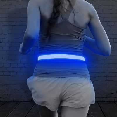 Illumifun LED Running Belt, USB Rechargeable LED Waistband Glow in The Dark, Flashing Safety Belt for Running, Jogging, Biking, Camping, Walking (Blue)