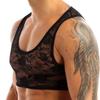 YOOJOO Mens Lingerie Sleeveless Sheer Floral Lace Muscle Sports Vest Tank Crop Tops T-Shirt Black X-Large view 3