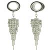 00G 10mm 316L Surgical Steel Clear Crystal Beads Tassel Dangle Ear Gauges Piercing Flesh Tunnels Plugs Statement Earrings view 1
