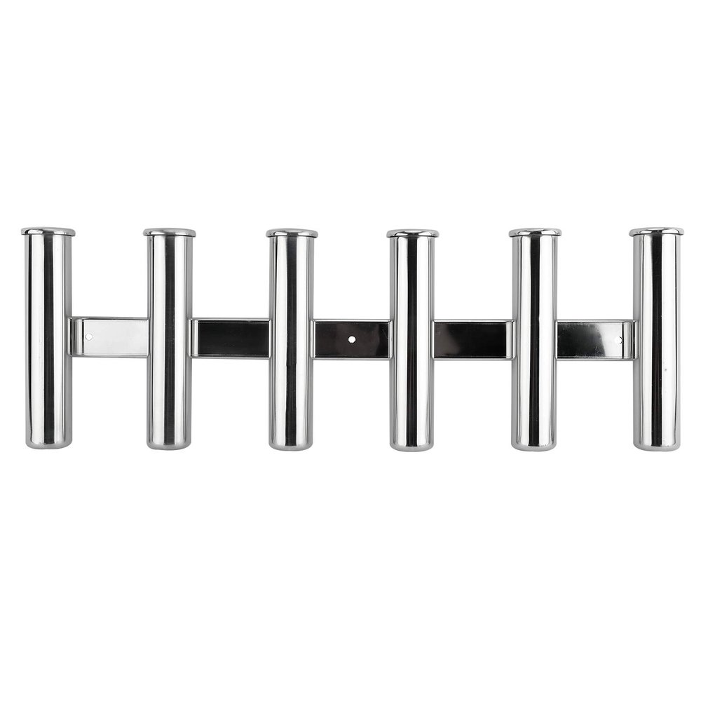 YaeMarine Fishing Rod Holder 316 Stainless Steel Fishing Rod Rack 3Tube/4Tube/5Tube/6Tube Mirror Finish for Marine Boat Yacht Camper (6 Tube)