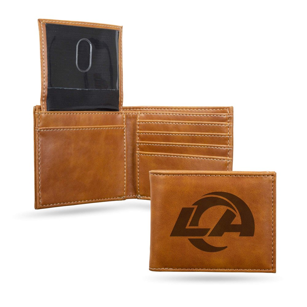Rico Industries NFL Los Angeles Rams Laser Engraved Billfold Wallet, Brown, 3.5 x 4.25-"