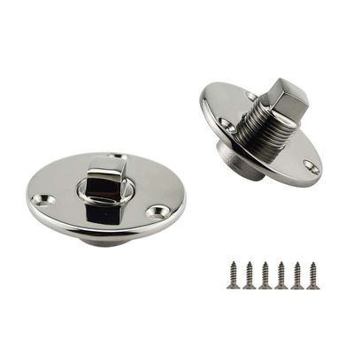 NRC&XRC Pair of Boat Garboard Drain Plug Marine Stainless Steel W/Screws