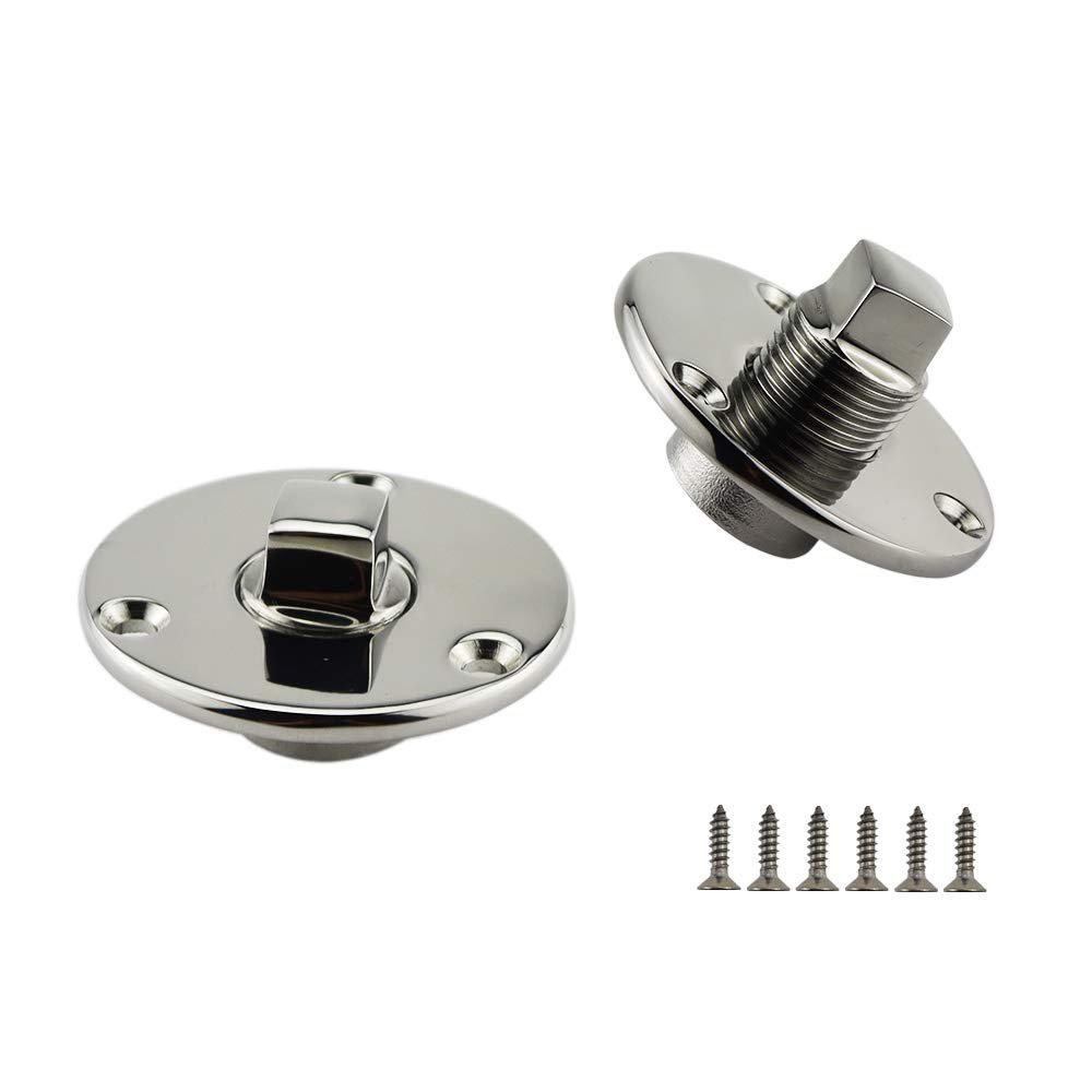 NRC&XRC Pair of Boat Garboard Drain Plug Marine Stainless Steel W/Screws