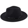 Jastore Kids Girls Boys Classic Wide Brim Bowknot Floppy Fedora Hat Wool Felt Bowler Cap (C-Black, 5-10 Years) view 4