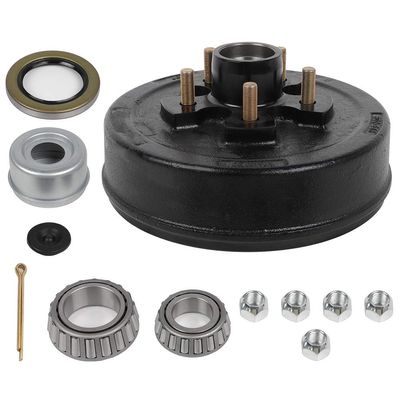 ECCPP Boat Trailer Brake Drum Hub Kit 10 x 2 1/4 5 Bolt 1 1/16 x 1 3/8 44649 x 68149 Black Tapered Spindle 3500lb
