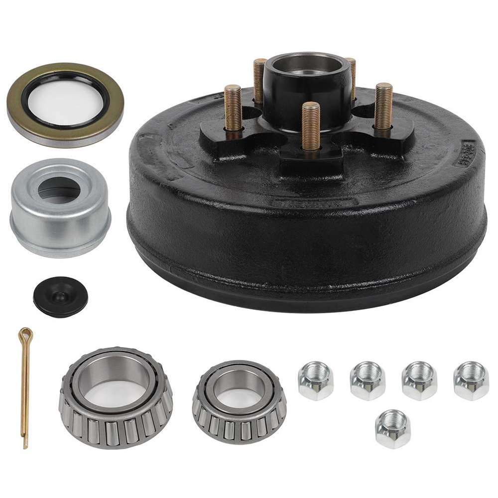 ECCPP Boat Trailer Brake Drum Hub Kit 10 x 2 1/4 5 Bolt 1 1/16 x 1 3/8 44649 x 68149 Black Tapered Spindle 3500lb
