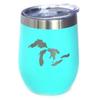 Bevvee Great Lakes Map Wine Tumbler with Sliding Lid - Stemless Stainless Steel Insulated Cup - Cute Outdoor Camping Mug - Teal view 1