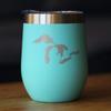 Bevvee Great Lakes Map Wine Tumbler with Sliding Lid - Stemless Stainless Steel Insulated Cup - Cute Outdoor Camping Mug - Teal view 2
