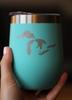 Bevvee Great Lakes Map Wine Tumbler with Sliding Lid - Stemless Stainless Steel Insulated Cup - Cute Outdoor Camping Mug - Teal view 3