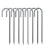 OK5STAR Rebar Stakes 16 inch, 3/8" Diameter Heavy Duty J Hook Stakes 8 Pack, Galvanized Anti-Rust Ground Anchor Long Tent Stakes for Dog Fence Trompoline Swing Set view 1