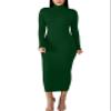 BORIFLORS Women's Sexy Basic Long Sleeve Turtleneck Bodycon Party Long Pencil Dress,Medium,Dark Green view 1