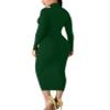 BORIFLORS Women's Sexy Basic Long Sleeve Turtleneck Bodycon Party Long Pencil Dress,Medium,Dark Green view 3