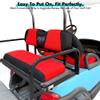10L0L Golf Cart Front and Rear Seat Cover Set for Club Car DS/Precedent/Onward/Tempo & Yamaha G29 /Drive 2,Stylish 4 Passenger Front Back Seat Covers,Breathable Washable Polyester Mesh (Black/Red) view 3