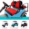 10L0L Golf Cart Front and Rear Seat Cover Set for Club Car DS/Precedent/Onward/Tempo & Yamaha G29 /Drive 2,Stylish 4 Passenger Front Back Seat Covers,Breathable Washable Polyester Mesh (Black/Red) view 4