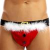 YiZYiF Christmas Holiday Mens G-String Thongs Flannel Christmas Santa Claus Boxer Briefs Jockstrap Red XX-Large view 2