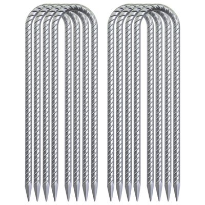 OK5STAR 16 Inch Heavy Duty Trampoline Stakes, U Shaped Rebar Ground Anchors for High Wind, 3/8" Thick Steel U Shaped Stakes for Trampoline, Tent, Canopy, Swing Set, Playground & Bounce House, 8 Pack