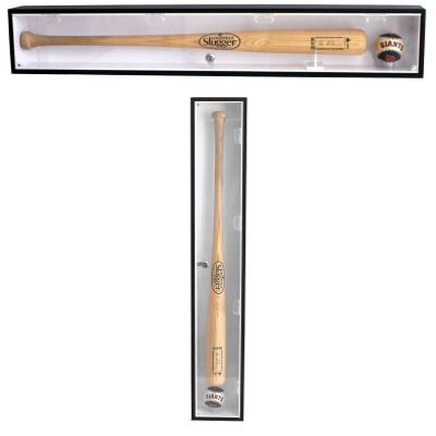 DisplayGifts Baseball Bat Display Case Rack Cabinet Holder Wall Mount, 98% UV Protection Acrylic Door, Lock, Can Hang Vertical or Horizontal (Black Frame, White Interior)