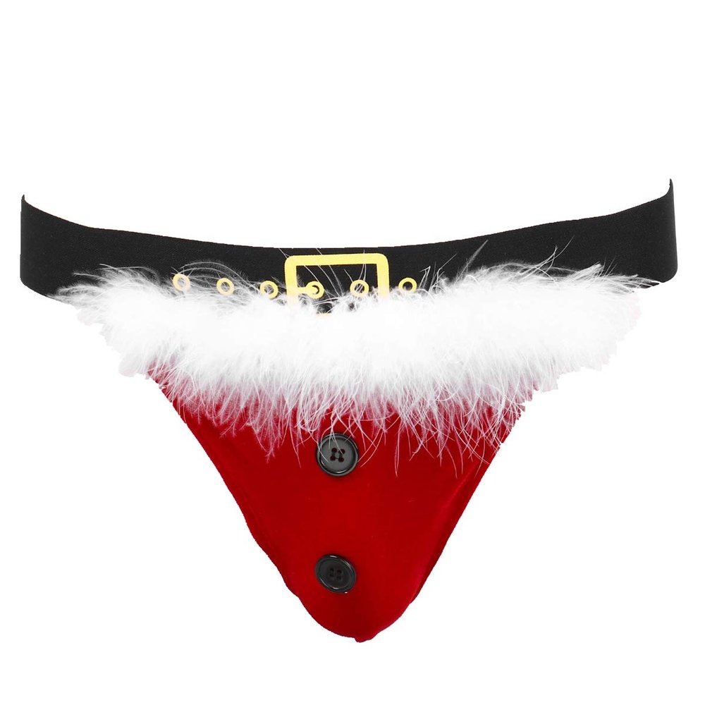 YiZYiF Christmas Holiday Mens G-String Thongs Flannel Christmas Santa Claus Boxer Briefs Jockstrap Red X-Large