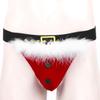 YiZYiF Christmas Holiday Mens G-String Thongs Flannel Christmas Santa Claus Boxer Briefs Jockstrap Red X-Large view 3