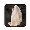 Aularso Ivory Wedding Veils Short Lace Bridal 3-Tier Veil for Brides Shiny Mesh Wedding Veils Soft Tulle Veil for Women