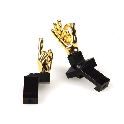 Stinger Novelty Finger Sight Set, Backup Front and Rear Iron Sight BUIS Set, Fit Picatinny Rail and Weaver (Gold Color, Offset 45 Degree)