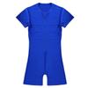 QinCiao Men's Short Sleeve Leotard Zipper Front Bodysuit Wrestling Singlet Boxer Briefs Rompers Blue X-Large view 4