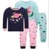 Dolphin&Fish Girls Pajamas 100% Cotton Long Sleeve 4Pieces Toddler Pjs Sets Kids Sleepwear Size 10 Blue view 1