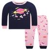 Dolphin&Fish Girls Pajamas 100% Cotton Long Sleeve 4Pieces Toddler Pjs Sets Kids Sleepwear Size 10 Blue view 2