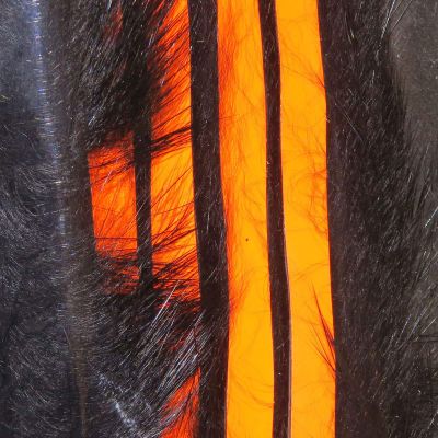 Hareline Magnum Bling Rabbit Strips Black with Fl Orange Accent