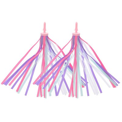 BESPORTBLE Kids Bicycle Tassel Handlebar Streamers Bicycle Grips Ribbon for Boys Girls (Pink and Purple)