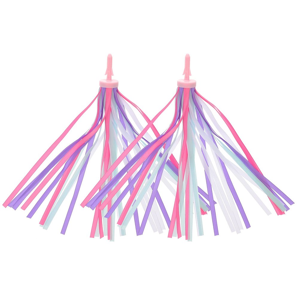 BESPORTBLE Kids Bicycle Tassel Handlebar Streamers Bicycle Grips Ribbon for Boys Girls (Pink and Purple)