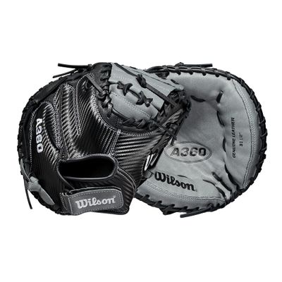 Wilson 2021 A360 CM315 31.5" Baseball Catcher's Mitt - Black/Grey, Right Hand Throw