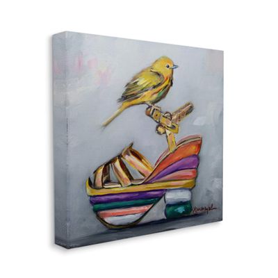 Stupell Industries Abstract Multi-Color Shoe with Yellow Warbler