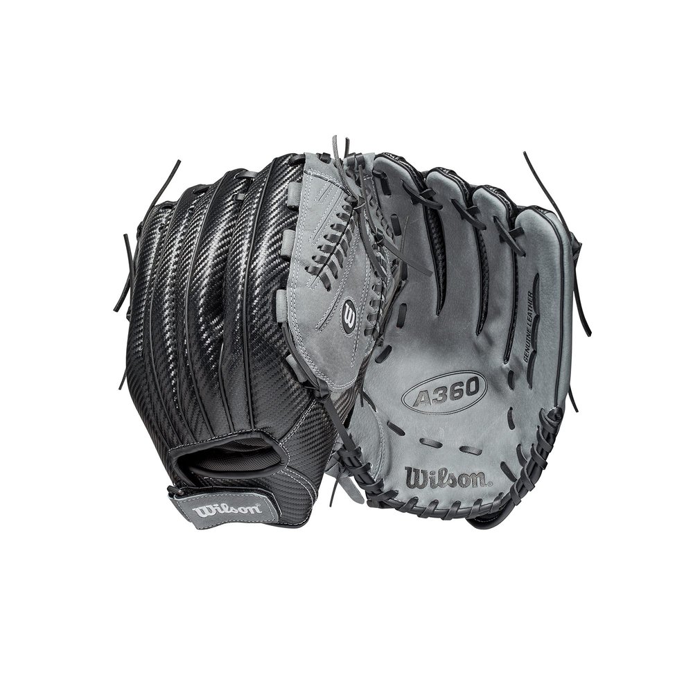 Wilson 2021 A360 SP13 13" Slowpitch Softball Glove - Right Hand Throw, Black/Grey