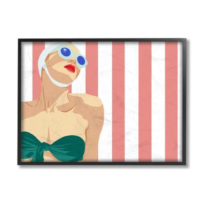 Pop Vintage Female Swimsuit Bold Red Stripes
