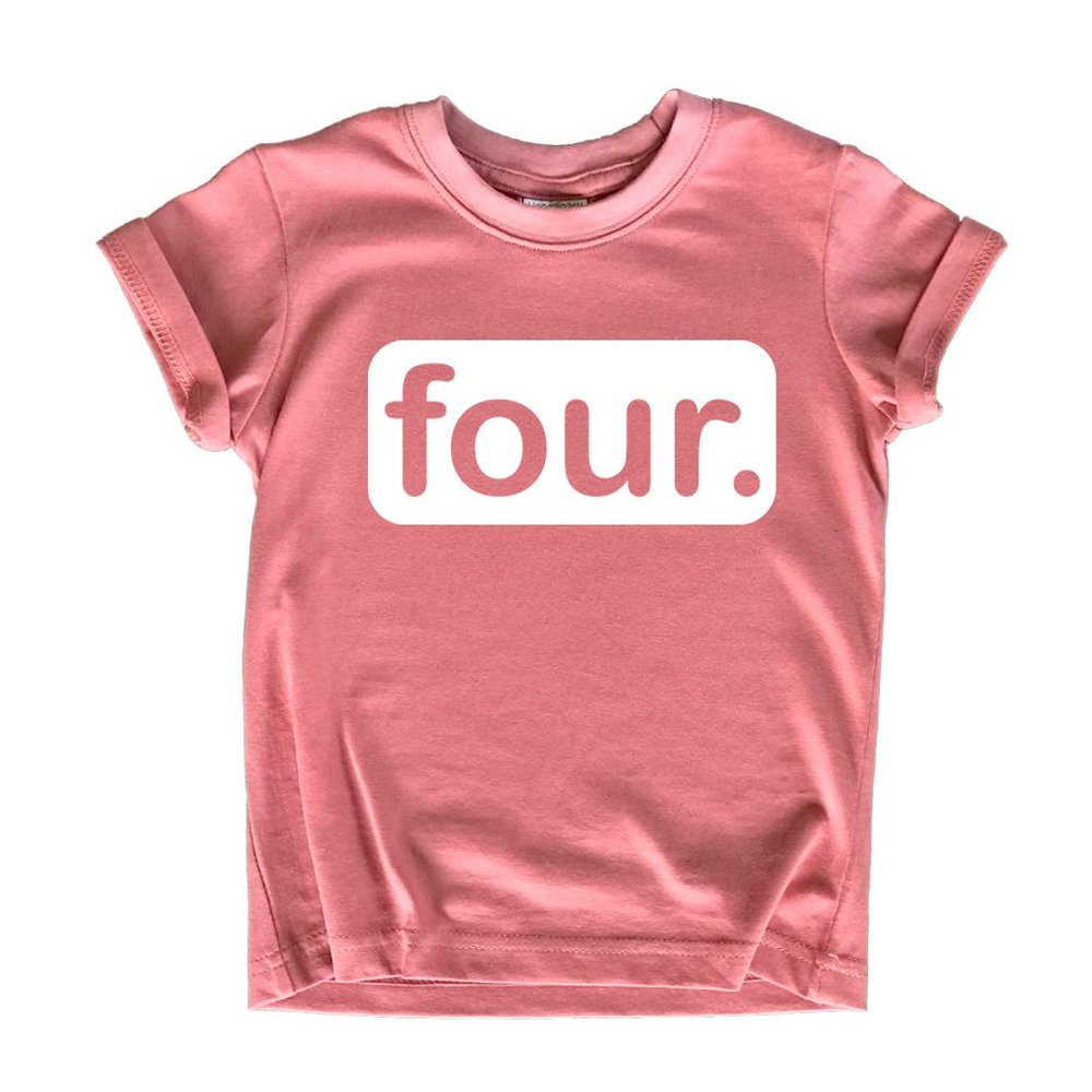 Unordinary Toddler 4th Birthday Girl Outfit Shirt Girls 4 Year Old Fourth Four Years Happy Bday Shirts (White on Mauve, 5 Years)