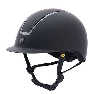 TIPPERARY EQUESTRIAN Horse Riding Helmet - Windsor - English Style Protective Horseback Riding Apparel - Customizable Fit and Cooling Ventilation - Black Chrome - Trad Brim - S