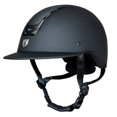 TIPPERARY EQUESTRIAN Horse Riding Helmet - Royal Wide Brim - English Style Protective Horseback Riding Apparel - Safety Helmet with Cooling Ventilation - Matte Black - Matte Black - Black Gloss - L