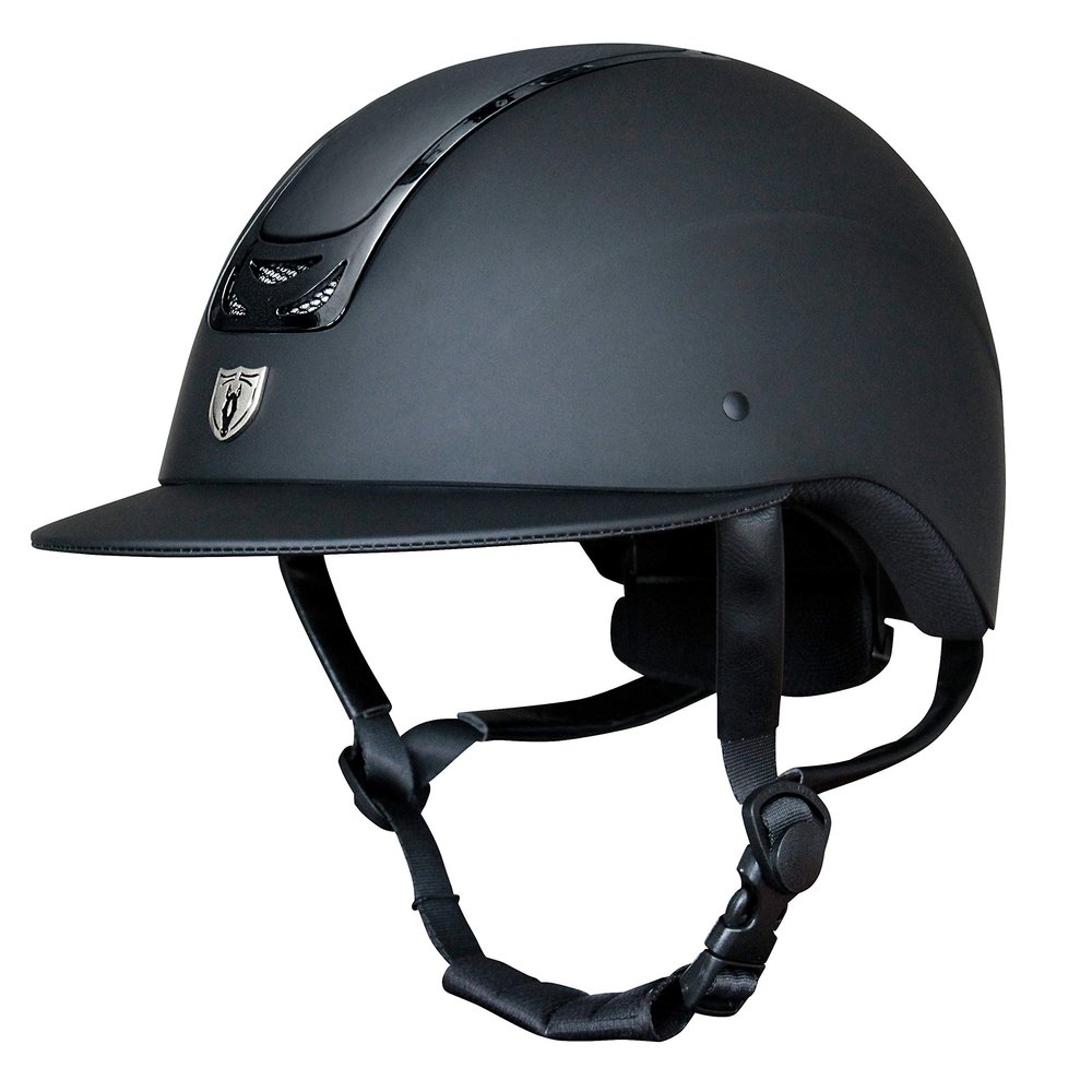 TIPPERARY EQUESTRIAN Horse Riding Helmet - Royal Wide Brim - English Style Protective Horseback Riding Apparel - Safety Helmet with Cooling Ventilation - Matte Black - Matte Black - Black Gloss - L