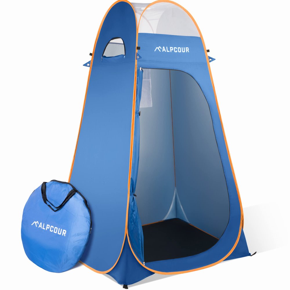 Alpcour Portable Pop Up Tent Privacy Tent for Portable Toilet, Shower and Changing Room for Camping and Outdoors Spacious, Extra Tall and Waterproof with Utility Accessories - Sturdy and Easy Fold