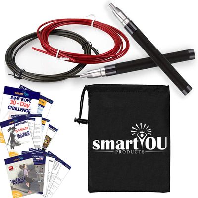 High Speed Jump Rope by smartYOU - Premium Quality - Best for Cardio, MMA, Boxing, Doubleunders, Conditioning, and WOD - Adjustable rubber coated Steel rope & Carrying Bag - Men, Women, and kids (Self-Locking)