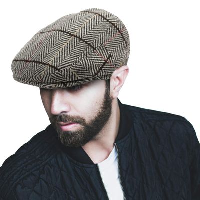Men's Premium 100% Wool Classic Ivy Newsboy Collection Hat (Large, IV5002LT Gray)